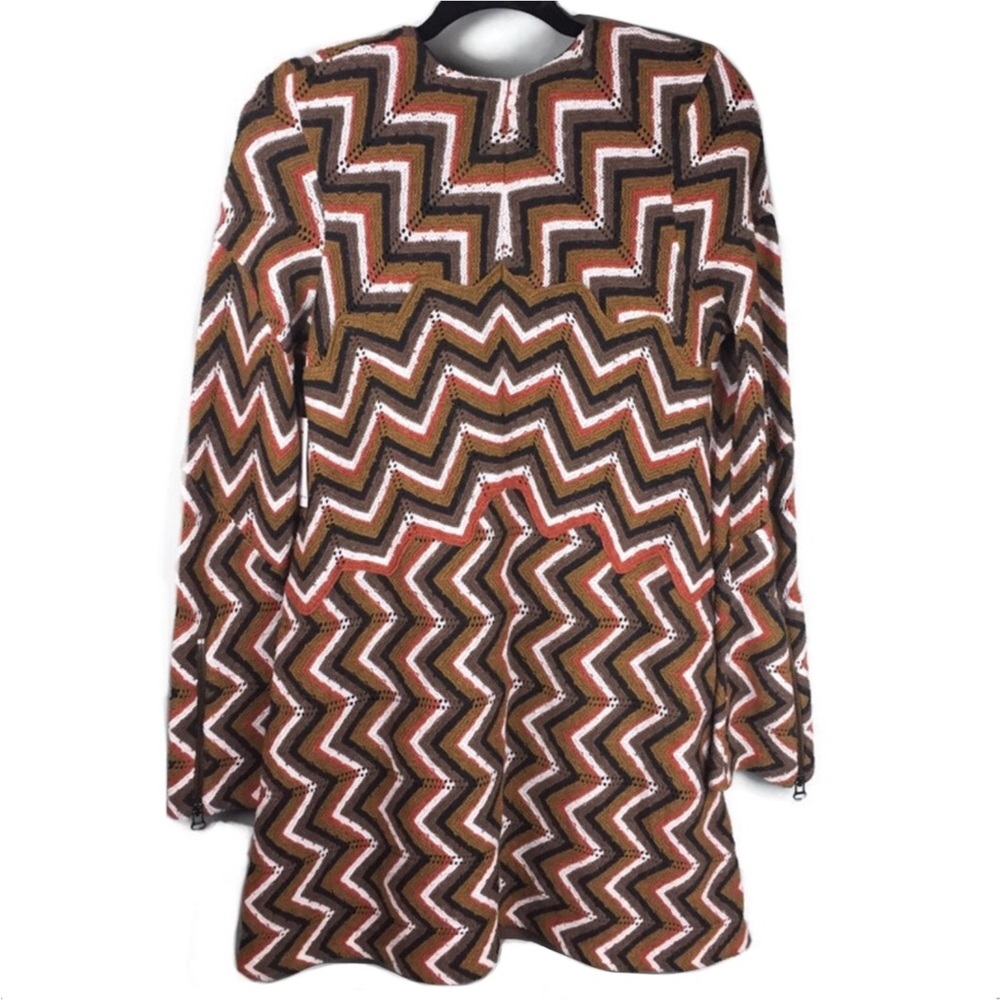 NWT Free People Rhiannon Retro Chevron Knit Bell Sleeve Mini Dress Size Small - Picture 4 of 8